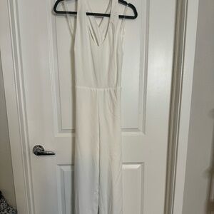 Wide Leg Backless White Jumpsuit